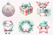 Kawaii Pink Mint Christmas Clipart, an Illustration by CreationArt (Thumbnail 3 of 5)