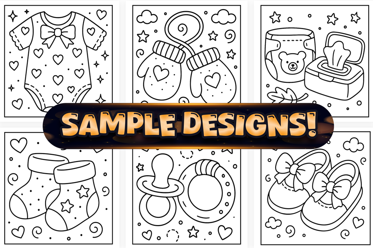 Easy Baby Shower Coloring Pages, a Seasonal Illustration by Craftsbeefy (Photo 3 of 4)