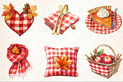 Red Gingham Fall Autumn Clipart, an Illustration by Rose Art (Thumbnail 3 of 7)