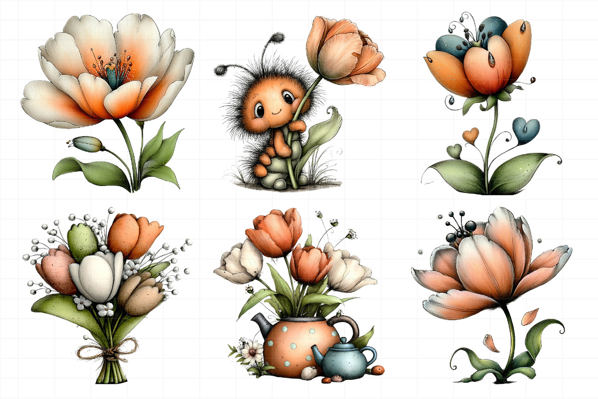 Whimsical Spring Tulip Flower Clipar, an Illustration by Daily.Designs (Photo 6 of 8)