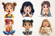 Cute Girl with Emotion Clipart, an Illustration by RobertsArt (Thumbnail 5 of 7)
