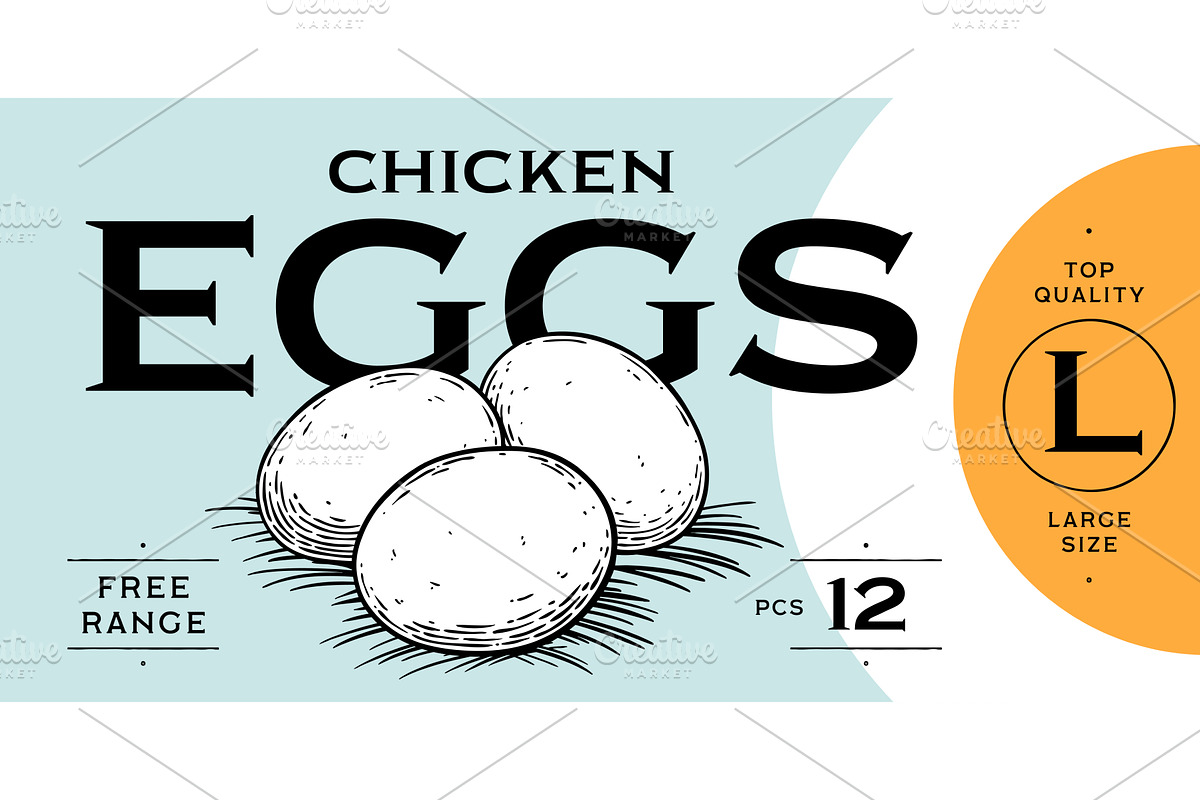 Chicken, hen with nest, eggs, a Food Illustration by Foxys Graphic