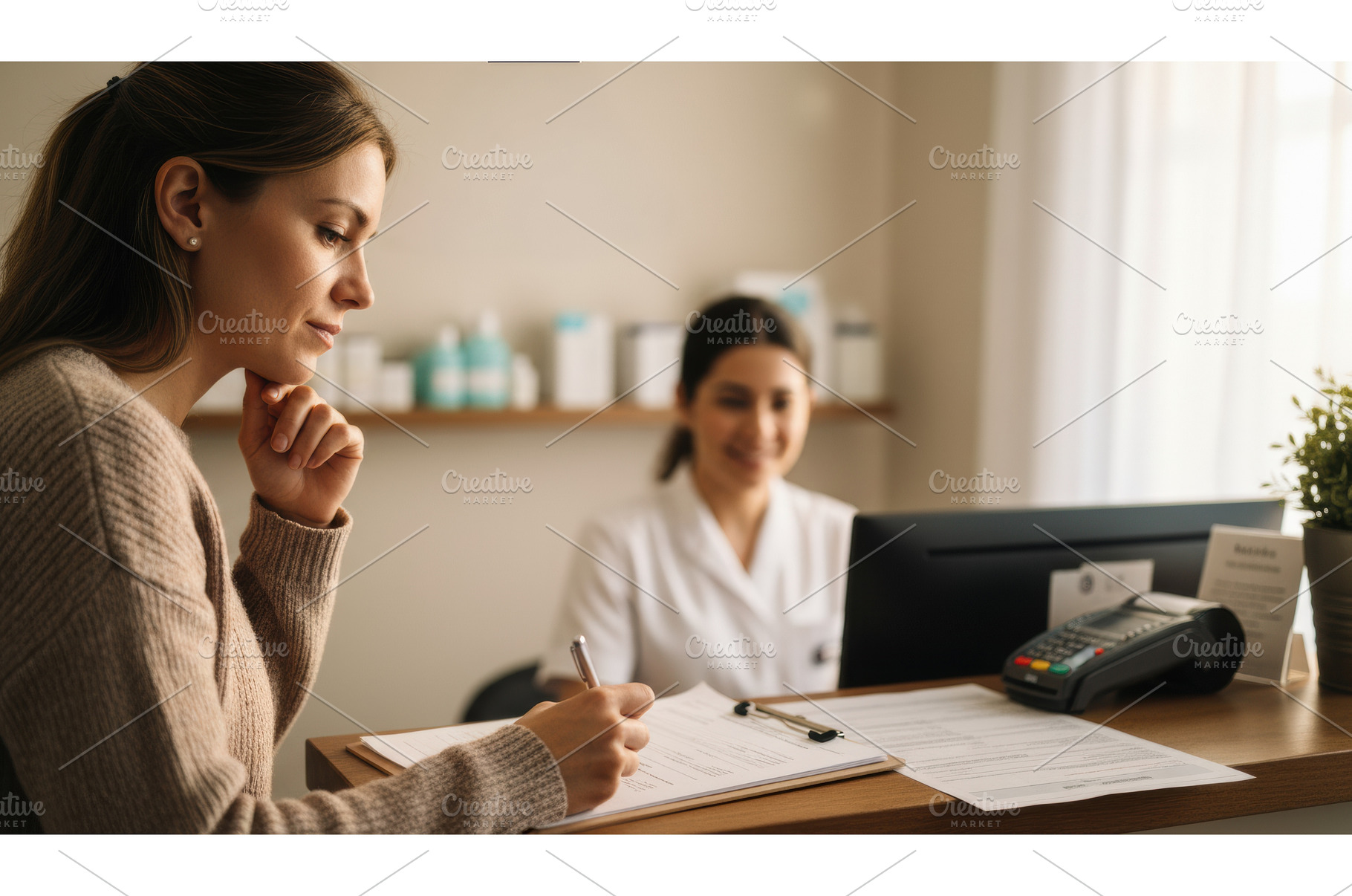 Young woman patient fills out, a Health & Medical Photo by Igor Tichonow
