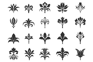 Royal french lily symbol black icons, an Object Illustration by Valerie Bodnar