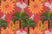 Tropical Cockatoo Palm Papaya, a Pattern Graphic by NayaChu (Thumbnail 2 of 9)