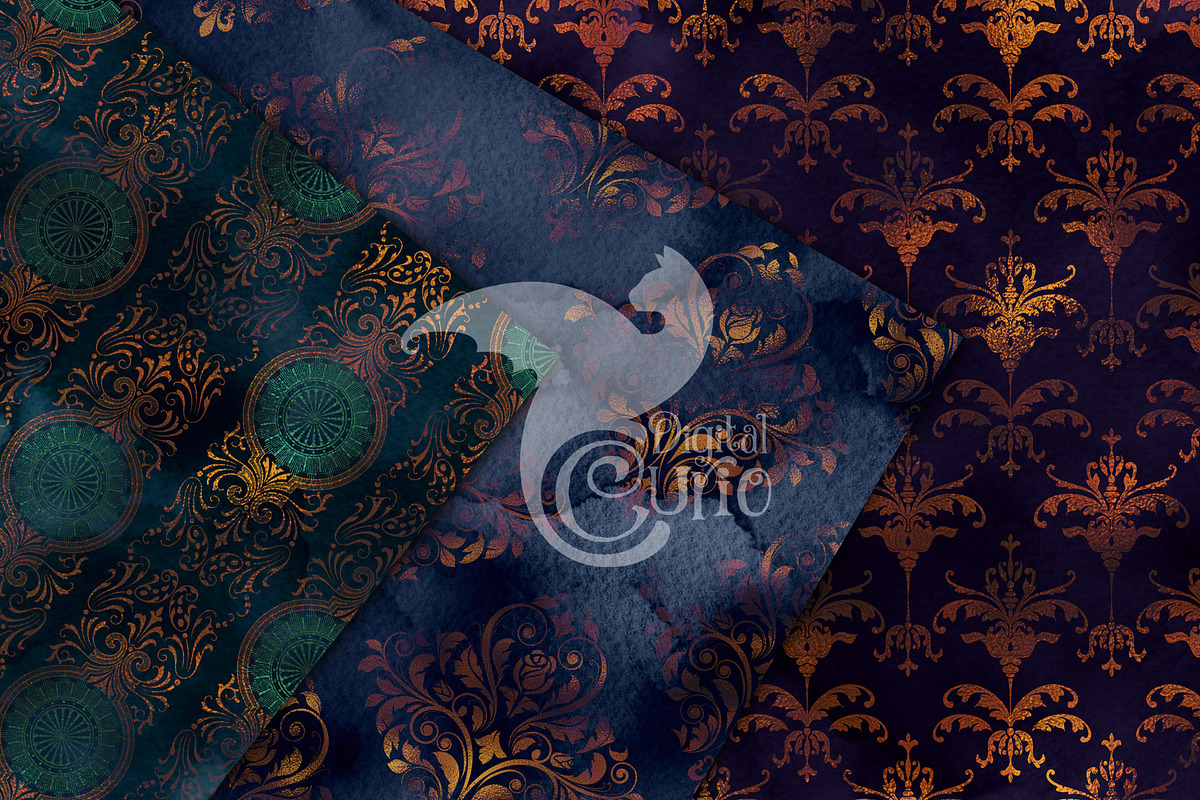 Watercolor Copper Damask Textures, a Texture Graphic by Digital Curio (Photo 3 of 7)