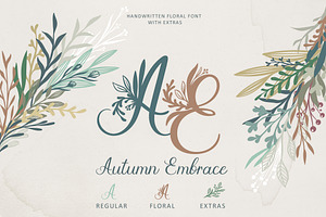 Autumn Embrace Floral Font, a Script Font by AnMark