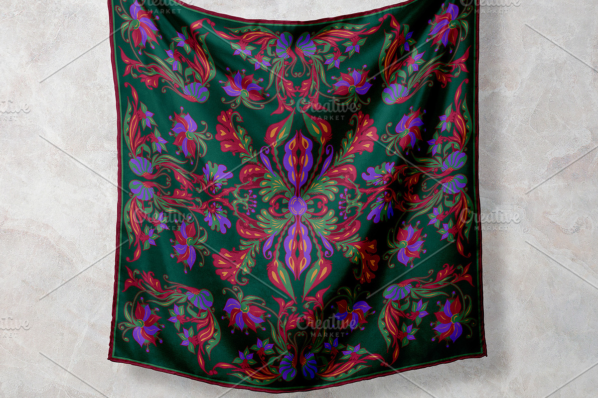 Midnight Botanical Silk Scarf, an Object Graphic by ilustrinna (Photo 2 of 9)