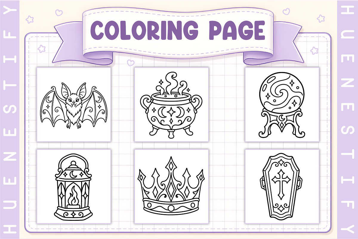 Halloween Coloring Book, a Seasonal Illustration by HueNestify (Photo 2 of 4)
