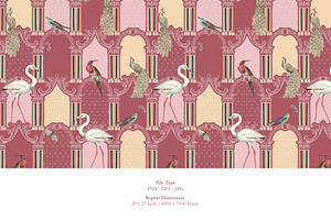 Architectural Birds Seamless Pattern