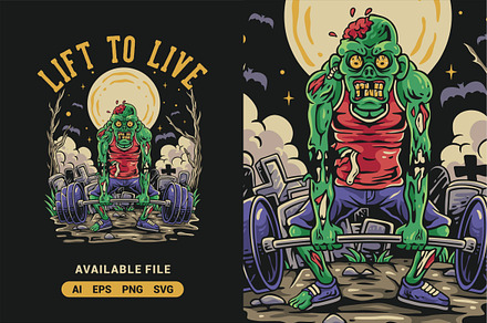 Zombie Workout Vector Illustration