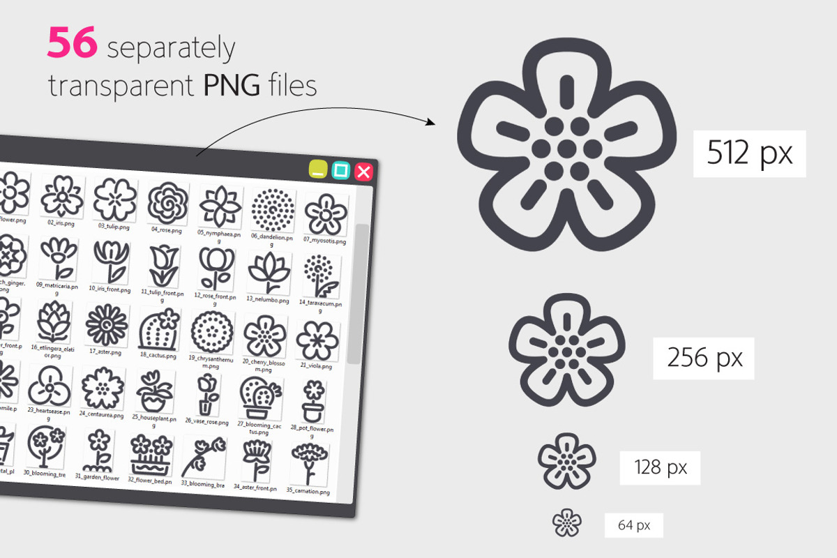 Flower Line Icons Set, an Outline Icon by Voysla's Shop (Photo 3 of 4)