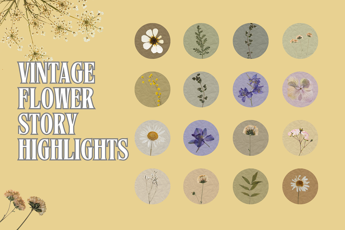 22 Vintage Floral Insta Highlights, a Social Media Template by MarkoPresets (Photo 1 of 5)