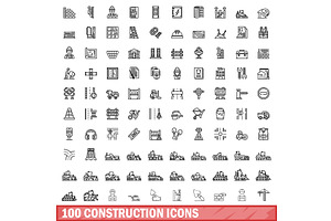 100 construction icons set, outline, an Object Illustration by Ylivdesign
