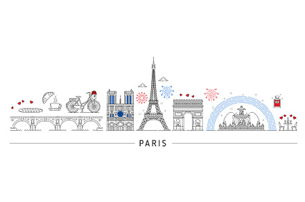 Paris silhouette, France travel, an Illustration by Vector Tradition
