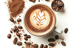 Aromatic Latte Art Coffee Beans Coco, a Food & Drink Photo by Pixeness Studio