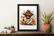Cozy Fall Highland Cow PNG, a Seasonal Illustration by Craft Nest (Thumbnail 4 of 6)