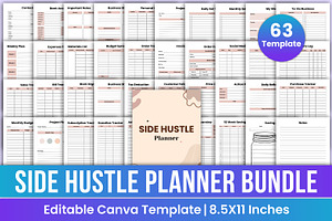 Side Hustle Planner Bundle, a Stationery Template by Mustafiz