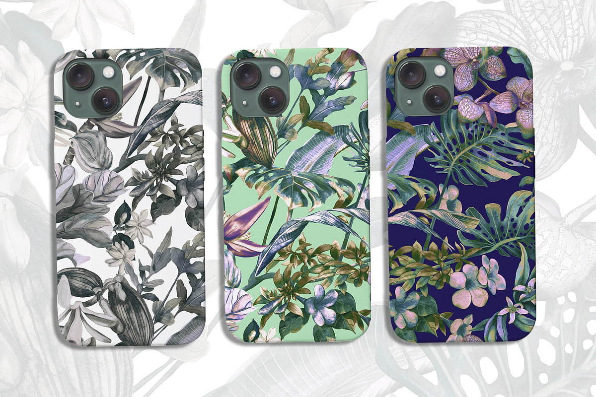 Island Flora. Seamless patterns, a Pattern Graphic by emeraldthue (Photo 7 of 7)