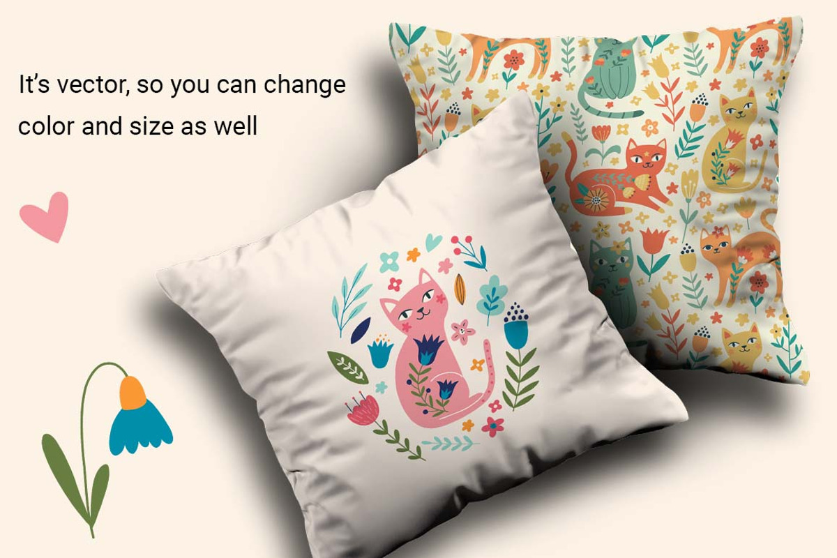 Flower Cats Patterns and composition, a Pattern Graphic by Irina Ostapenko (Photo 5 of 6)