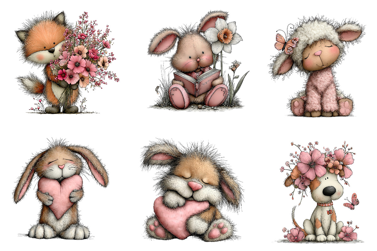 Whimsical Spring Animals Clipart, an Illustration by CreationArt (Photo 6 of 6)