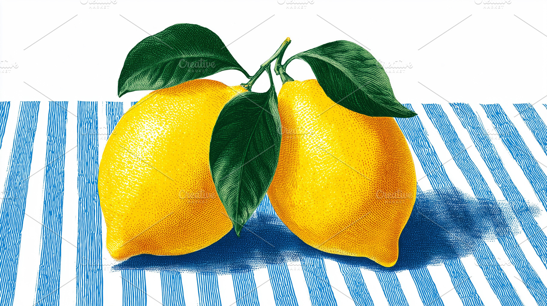 Vintage two yellow lemons with green, a Food & Drink Photo by MistyDay
