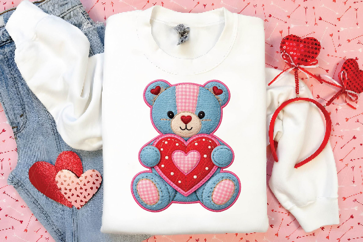 Patchwork Valentine Love Teddy Bear, an Illustration by DreamPrint404 (Photo 3 of 8)