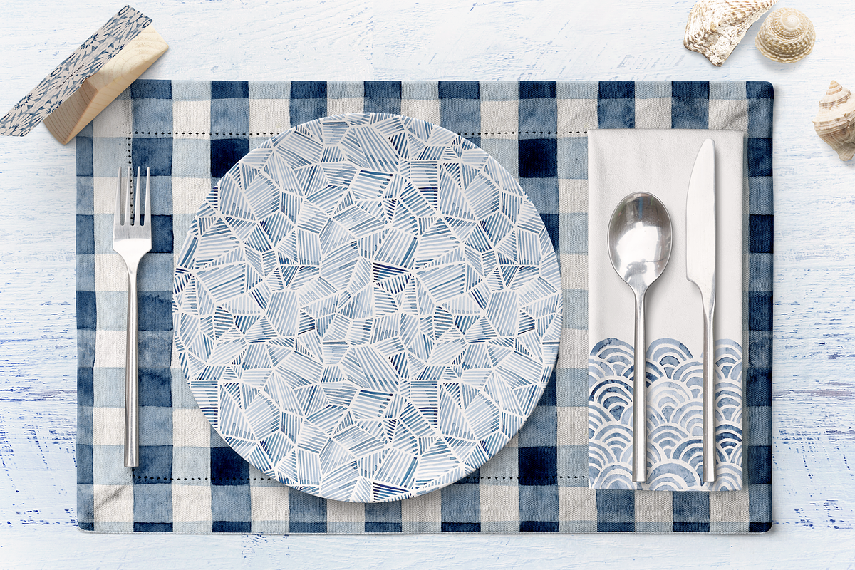 Watercolor Indigo Summer Patterns, a Pattern Graphic by JSquarePresents (Photo 9 of 11)
