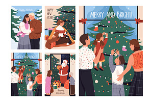 People on Christmas, New Year cards, a Person Illustration by PaperTrident