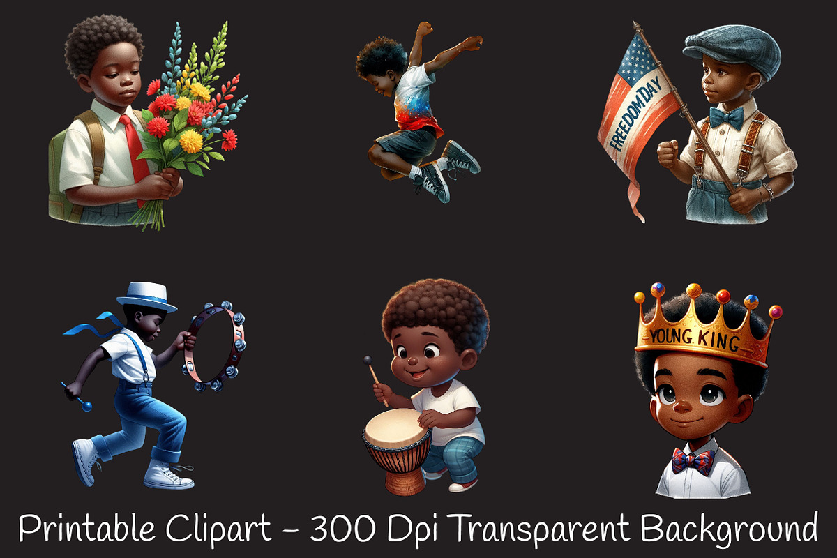 Juneteenth Black Boys PNG Clipart, an Illustration by RobertsArt (Photo 3 of 7)