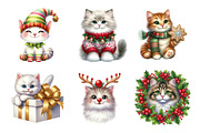 Christmas Cat Clipart, an Illustration by Design Market (Thumbnail 3 of 5)