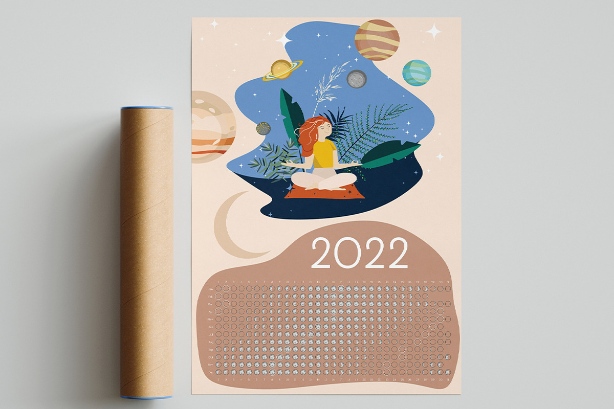 Moon Calendar 2022 Calm, a Stationery Template by land art (Photo 4 of 5)