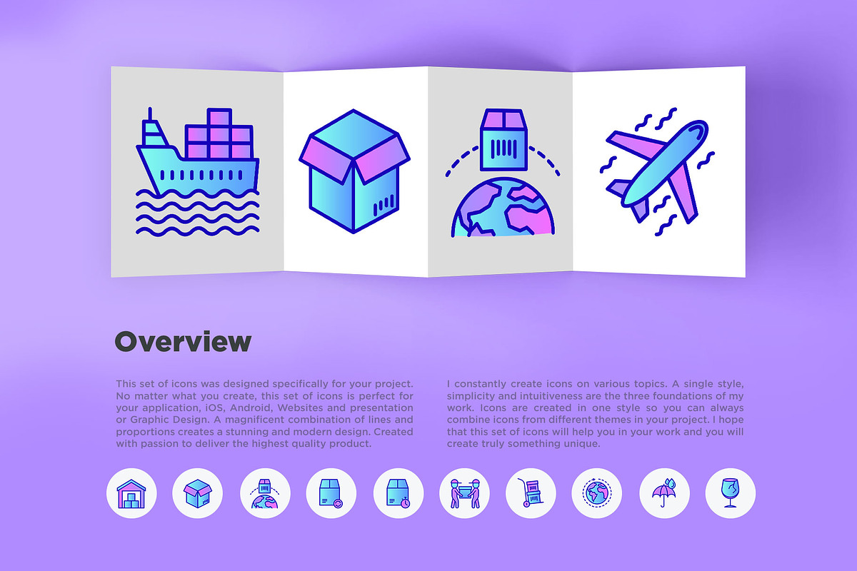 Logistics | 16 Thin Line Icons Set, an Outline Icon by Alex Blogoodf (Photo 3 of 12)