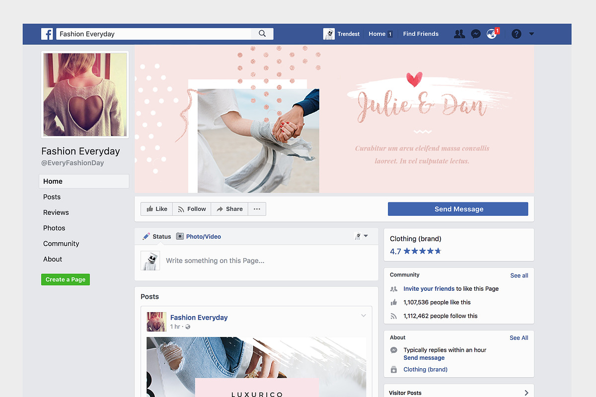 Rosegold Facebook Cover Pack, a Social Media Template by Crevo Studio (Photo 6 of 8)