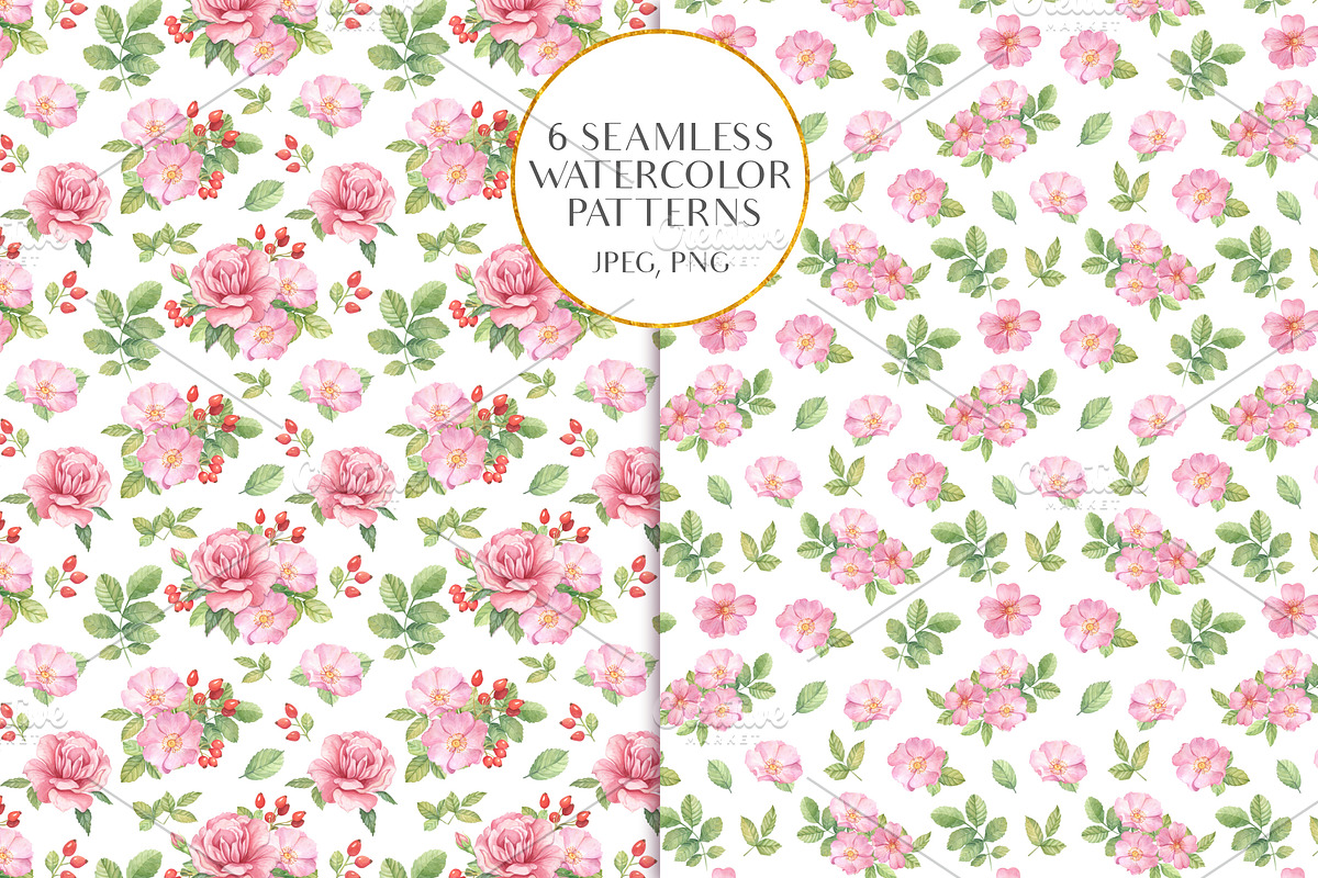 Seamless Roses Patterns, a Pattern Graphic by Irina Diasli (Photo 4 of 6)