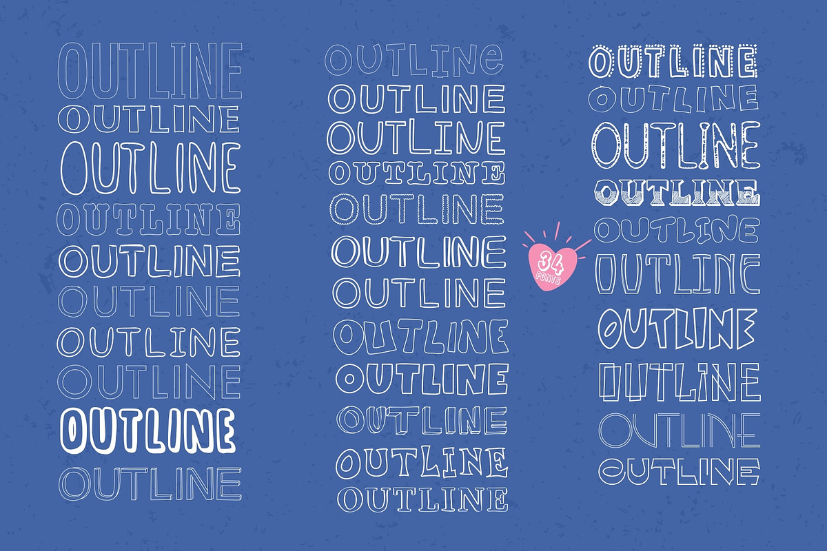 Outline Font Bundle - 34 Fonts!, a Sans Serif Font by HipFonts (Photo 2 of 17)