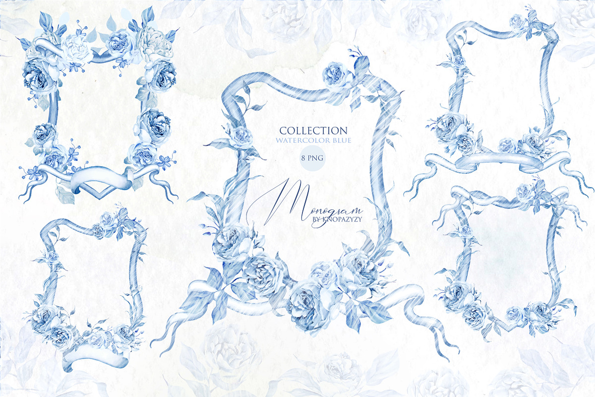 Watercolor Blue Wedding Collection, an Object Graphic by Knopazyzy (Photo 4 of 9)