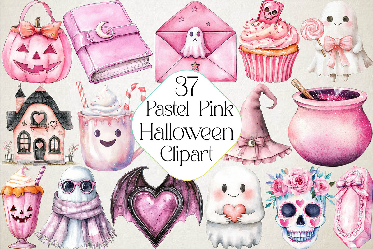 Pastel Pink Halloween Png Clipart, an Illustration by DreamPrint404 (Photo 1 of 5)