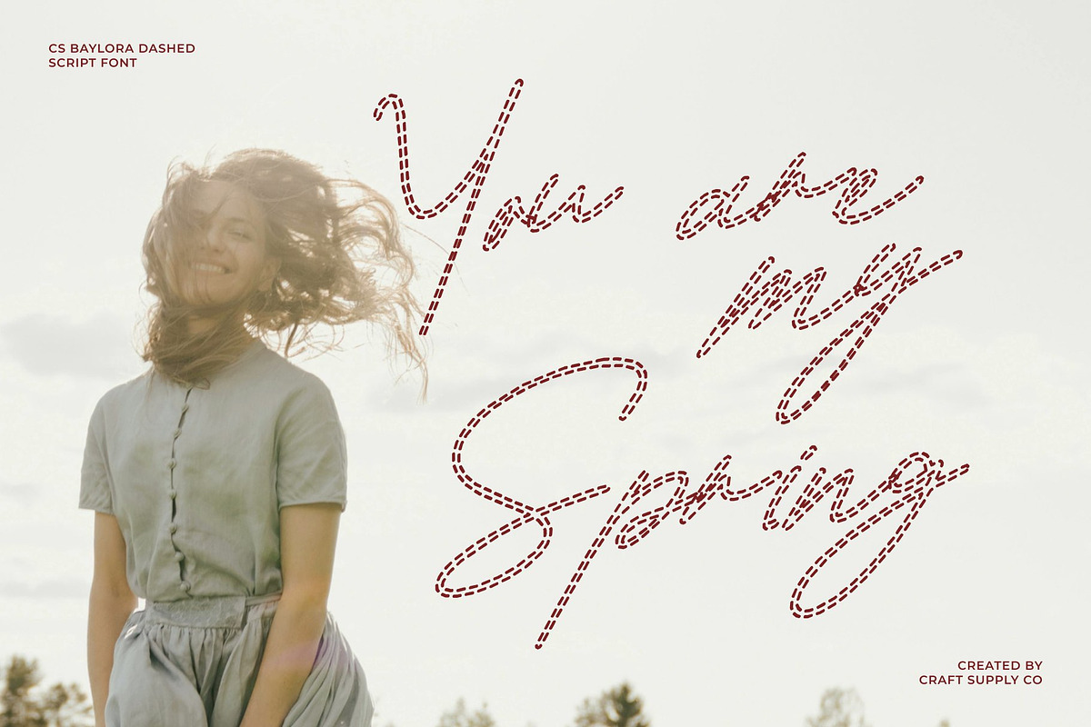 CS Baylora Dashed, a Script Font by Craft Supply Co. (Photo 6 of 8)