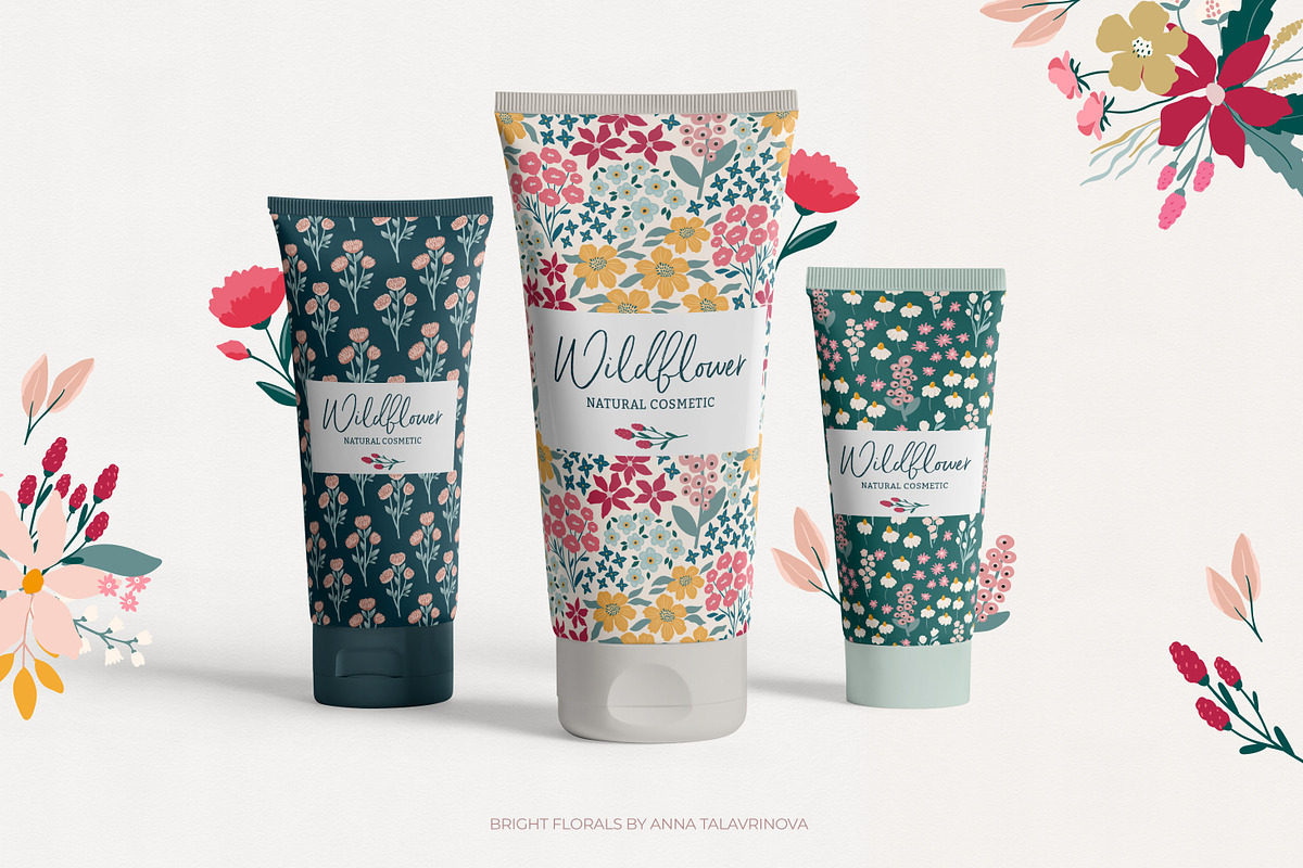 Bright Florals, Flowers & patterns, a Background Graphic by Cozy pattern shop (Photo 3 of 11)