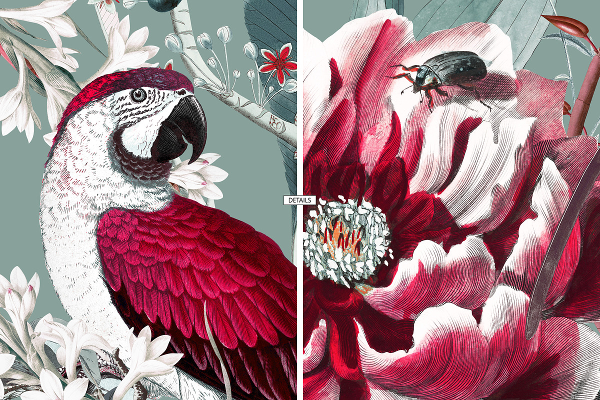 Crimson Aviary - Seamless Pattern, a Pattern Graphic by YARROO (Photo 3 of 10)