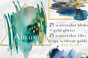 Aurum-25 watercolor splash & glitter, a Texture Graphic by holaholga (Thumbnail 1 of 5)