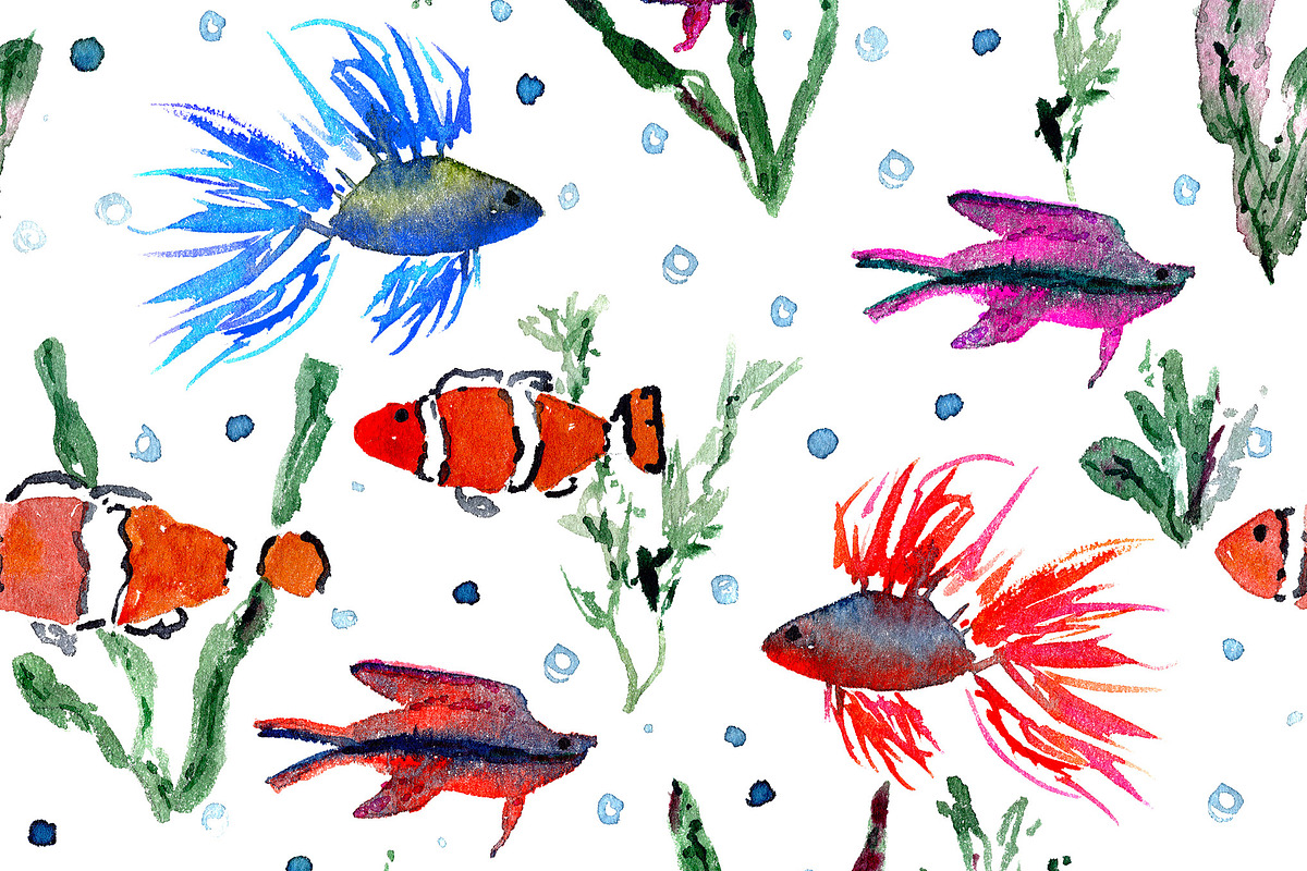 Maldives - fish pattern, a Pattern Graphic by Katerina Tova (Photo 3 of 7)