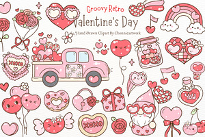 Groovy Valentine's Day SVG PNG, a Seasonal Illustration by Chonnieartwork