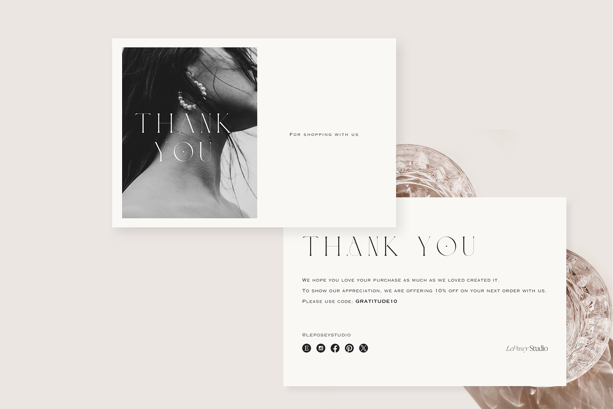 Modern Thank You Card Canva Template, a Card Template by LePosey Studio (Photo 2 of 6)