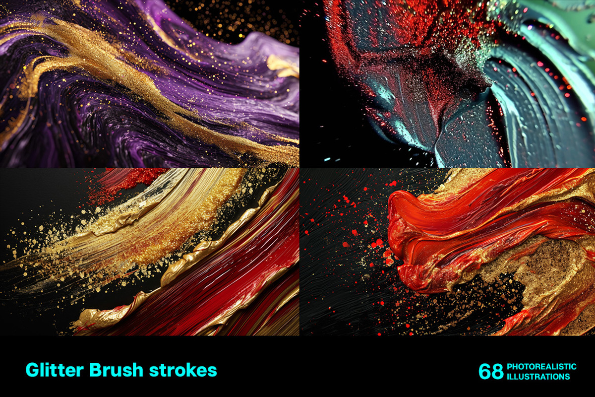 Glitter Brush strokes. 68 images, a Decorative Illustration by Handmadefont (Photo 12 of 14)