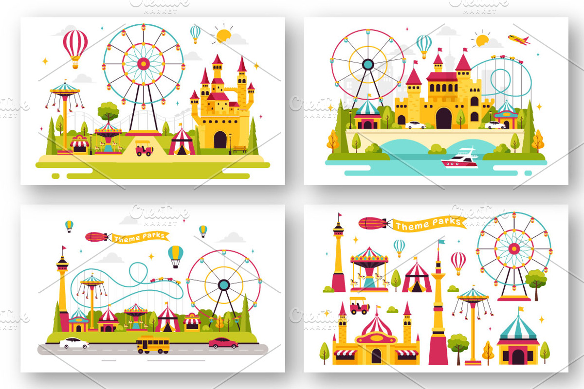 9 Amusement Park Illustration, an Object Illustration by denayunebgt (Photo 3 of 3)
