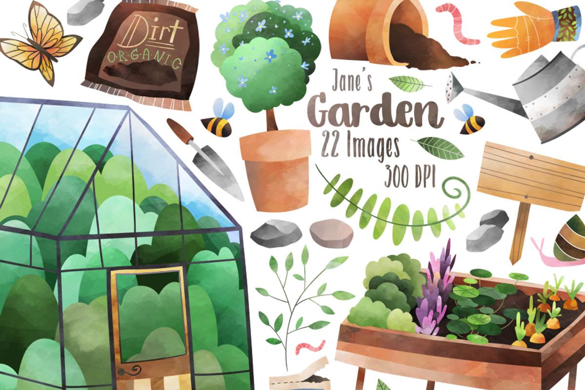 Watercolor Gardening Clipart, an Illustration by DigitalArtsi (Photo 1 of 3)