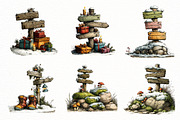 Whimsical Wooden Signpost Clipart, a Seasonal Illustration by Designworld (Thumbnail 2 of 11)