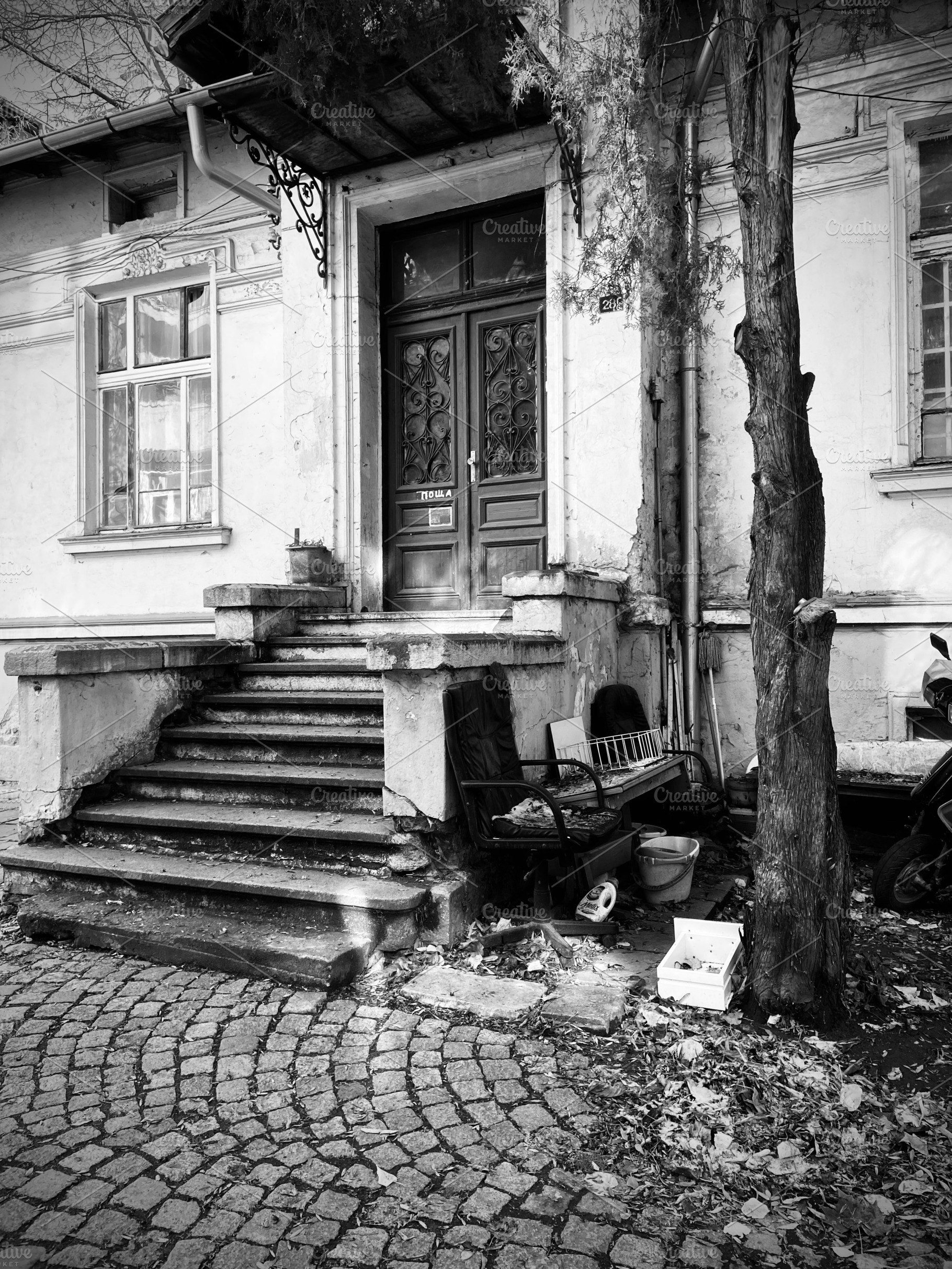 Weathered House Entrance & Stone Ste, a Photo by Polako´s World